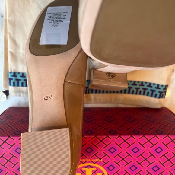 New Tory Burch Gigi Pump Soft Patent Leather Beige 8.5 - Picture 4 of 9